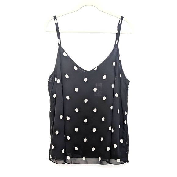 New Torrid Shirt Womens 2X Plus Size Sophie Chiffon Polka Dot Swing Cami Black - Picture 2 of 7